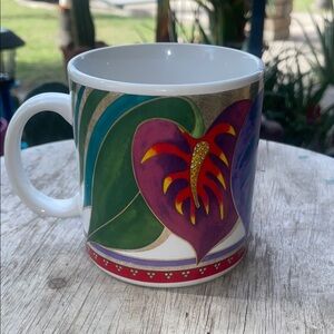 Laurel Burch  vintage Colorful Leaf Design Mug